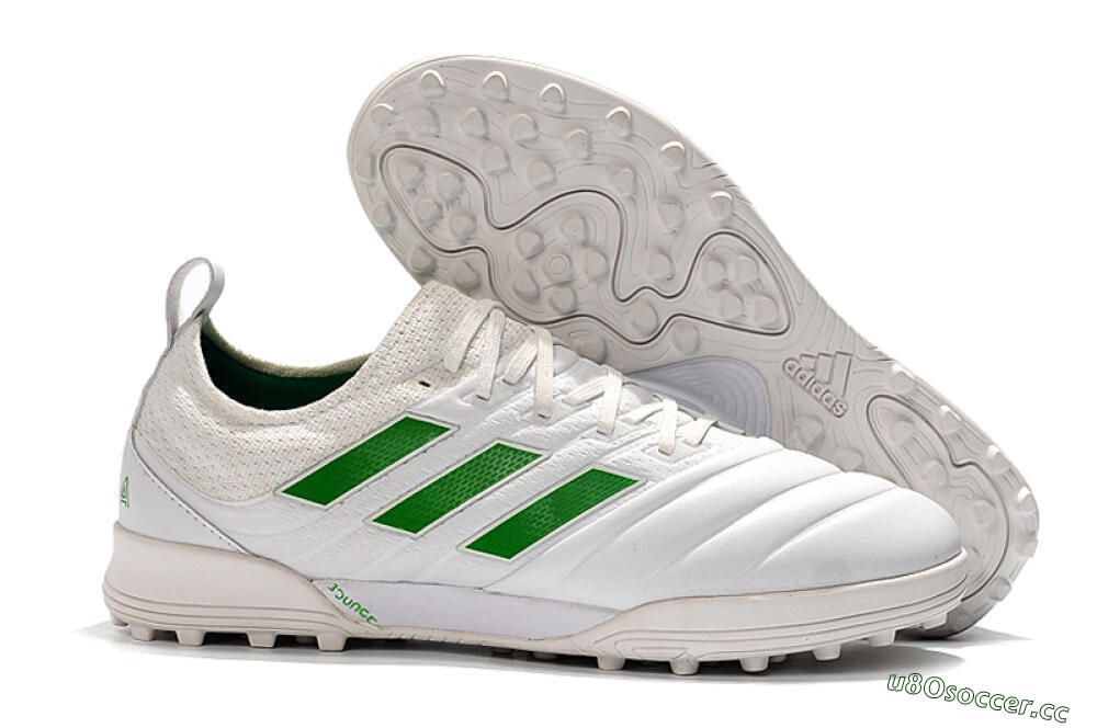 Men's Adidas Copa Tango 20.1 TF Artificial Turf Low-Tops Football Shoes - White/Green 2
