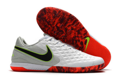 Men's NIke Tiempo Lunar Legend 8 Pro IC Indoor & Futsal Low-Tops Football Shoes - White/Black/Yellow/Red