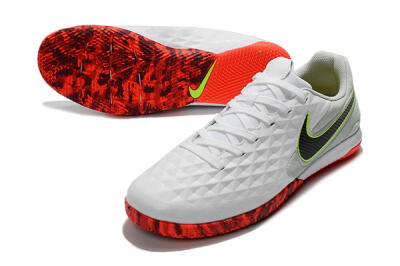 Men's NIke Tiempo Lunar Legend 8 Pro IC Indoor & Futsal Low-Tops Football Shoes - White/Black/Yellow/Red