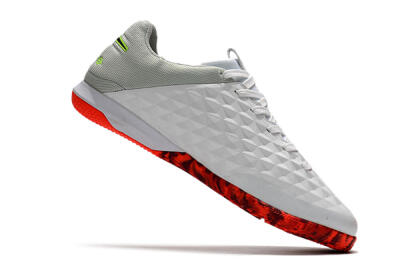 Men's NIke Tiempo Lunar Legend 8 Pro IC Indoor & Futsal Low-Tops Football Shoes - White/Black/Yellow/Red