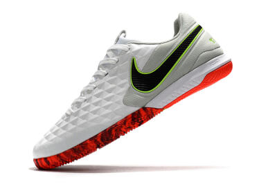 Men's NIke Tiempo Lunar Legend 8 Pro IC Indoor & Futsal Low-Tops Football Shoes - White/Black/Yellow/Red