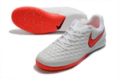 Men's NIke Tiempo Lunar Legend 8 Pro IC Indoor & Futsal Low-Tops Football Shoes - White/Red/Jade