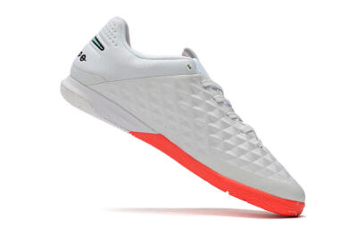 Men's NIke Tiempo Lunar Legend 8 Pro IC Indoor & Futsal Low-Tops Football Shoes - White/Red/Jade
