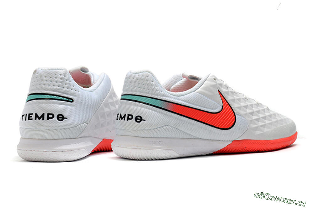Men's NIke Tiempo Lunar Legend 8 Pro IC Indoor & Futsal Low-Tops Football Shoes - White/Red/Jade 6