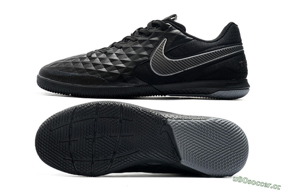 Men's NIke Tiempo Lunar Legend 8 Pro IC Indoor & Futsal Low-Tops Football Shoes - Black/Grey 1
