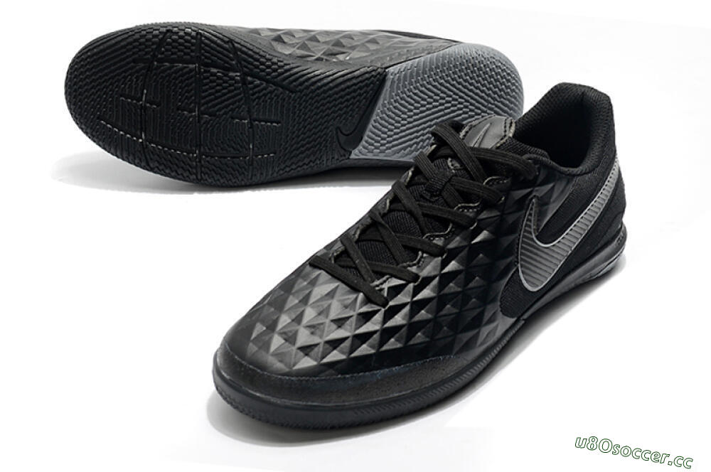 Men's NIke Tiempo Lunar Legend 8 Pro IC Indoor & Futsal Low-Tops Football Shoes - Black/Grey 3