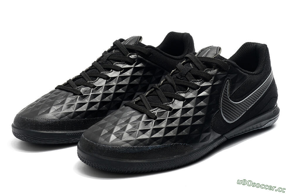 Men's NIke Tiempo Lunar Legend 8 Pro IC Indoor & Futsal Low-Tops Football Shoes - Black/Grey 5