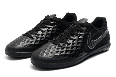 Men's NIke Tiempo Lunar Legend 8 Pro IC Indoor & Futsal Low-Tops Football Shoes - Black/Grey