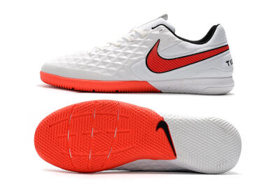 Men's NIke Tiempo Lunar Legend 8 Pro IC Indoor & Futsal Low-Tops Football Shoes - White/Red/Black
