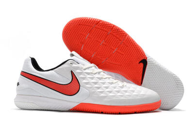 Men's NIke Tiempo Lunar Legend 8 Pro IC Indoor & Futsal Low-Tops Football Shoes - White/Red/Black
