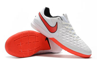 Men's NIke Tiempo Lunar Legend 8 Pro IC Indoor & Futsal Low-Tops Football Shoes - White/Red/Black