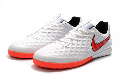 Men's NIke Tiempo Lunar Legend 8 Pro IC Indoor & Futsal Low-Tops Football Shoes - White/Red/Black