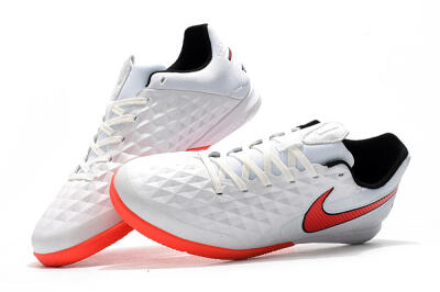 Men's NIke Tiempo Lunar Legend 8 Pro IC Indoor & Futsal Low-Tops Football Shoes - White/Red/Black
