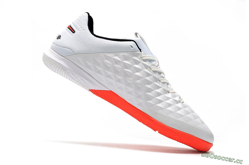 Men's NIke Tiempo Lunar Legend 8 Pro IC Indoor & Futsal Low-Tops Football Shoes - White/Red/Black 7