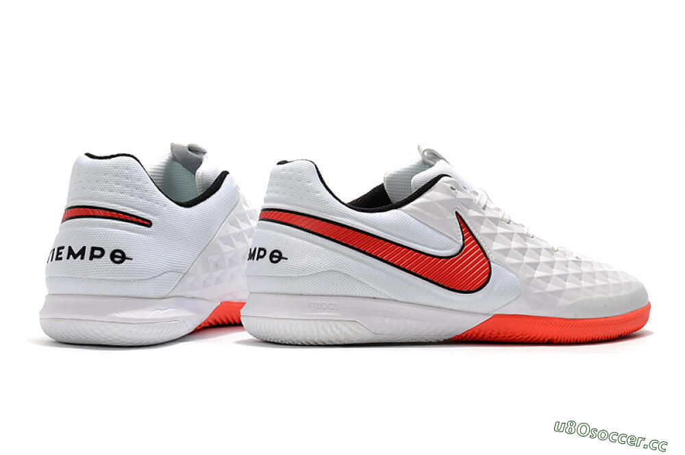Men's NIke Tiempo Lunar Legend 8 Pro IC Indoor & Futsal Low-Tops Football Shoes - White/Red/Black 9