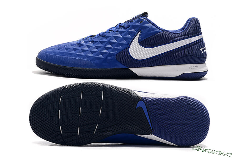 Men's NIke Tiempo Lunar Legend 8 Pro IC Indoor & Futsal Low-Tops Football Shoes - Blue/White 1