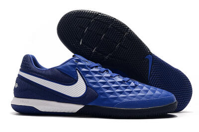 Men's NIke Tiempo Lunar Legend 8 Pro IC Indoor & Futsal Low-Tops Football Shoes - Blue/White