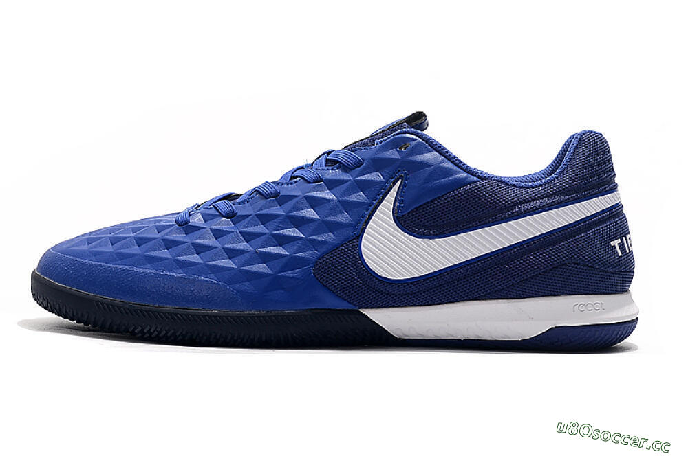 Men's NIke Tiempo Lunar Legend 8 Pro IC Indoor & Futsal Low-Tops Football Shoes - Blue/White 0