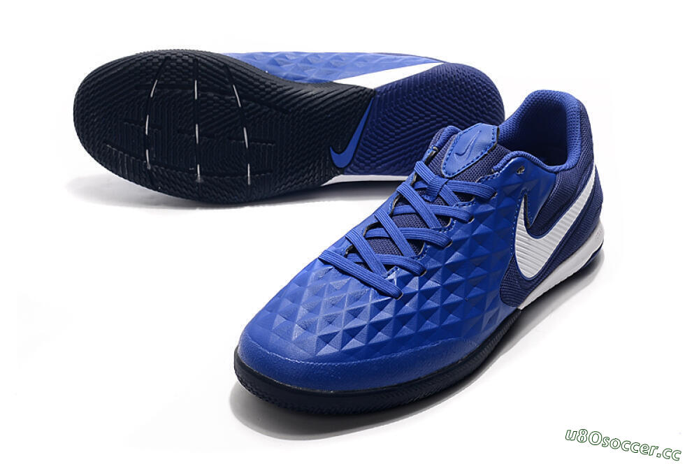 Men's NIke Tiempo Lunar Legend 8 Pro IC Indoor & Futsal Low-Tops Football Shoes - Blue/White 3