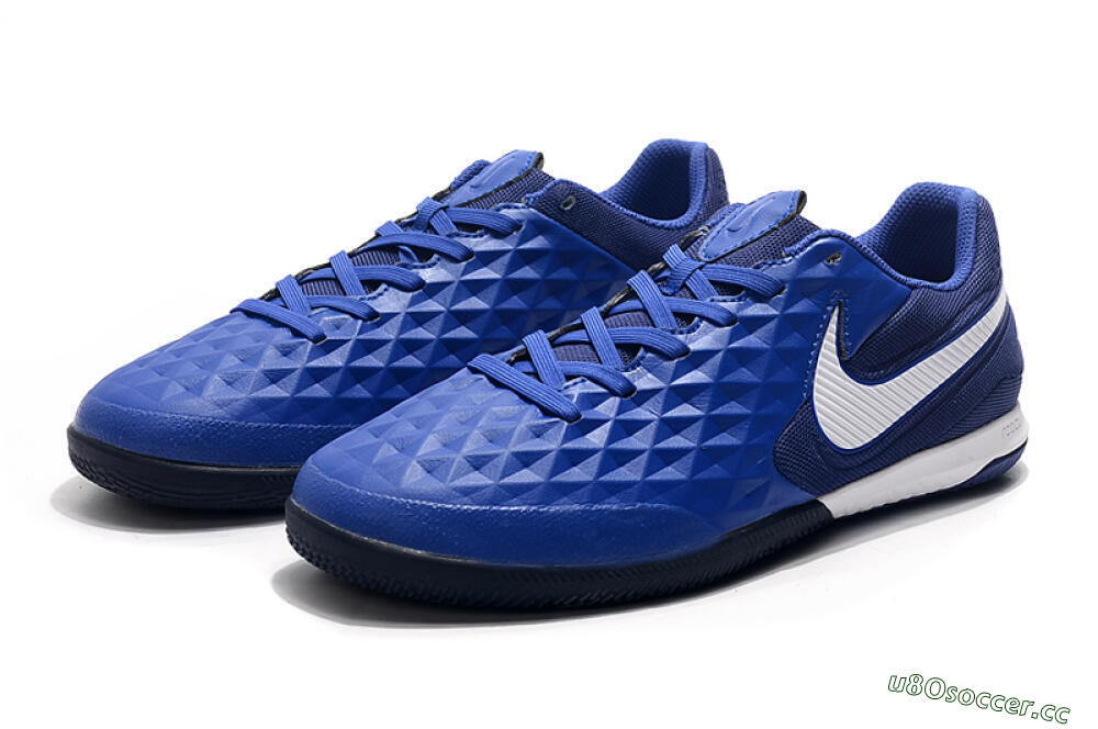 Men's NIke Tiempo Lunar Legend 8 Pro IC Indoor & Futsal Low-Tops Football Shoes - Blue/White 5