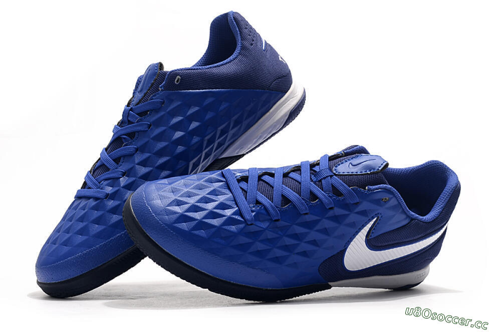 Men's NIke Tiempo Lunar Legend 8 Pro IC Indoor & Futsal Low-Tops Football Shoes - Blue/White 6