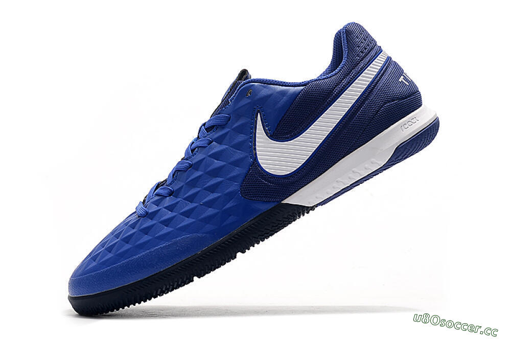 Men's NIke Tiempo Lunar Legend 8 Pro IC Indoor & Futsal Low-Tops Football Shoes - Blue/White 8