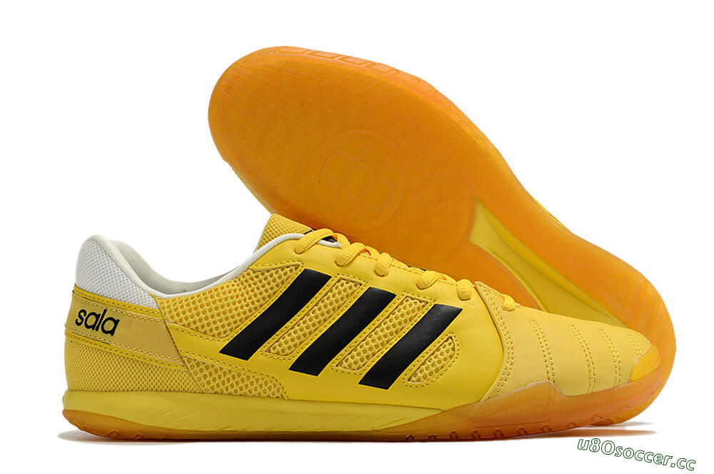 Men's Adidas Top Sala IC Indoor & Futsal Low-Tops Football Shoes - Yellow/Black/White 2