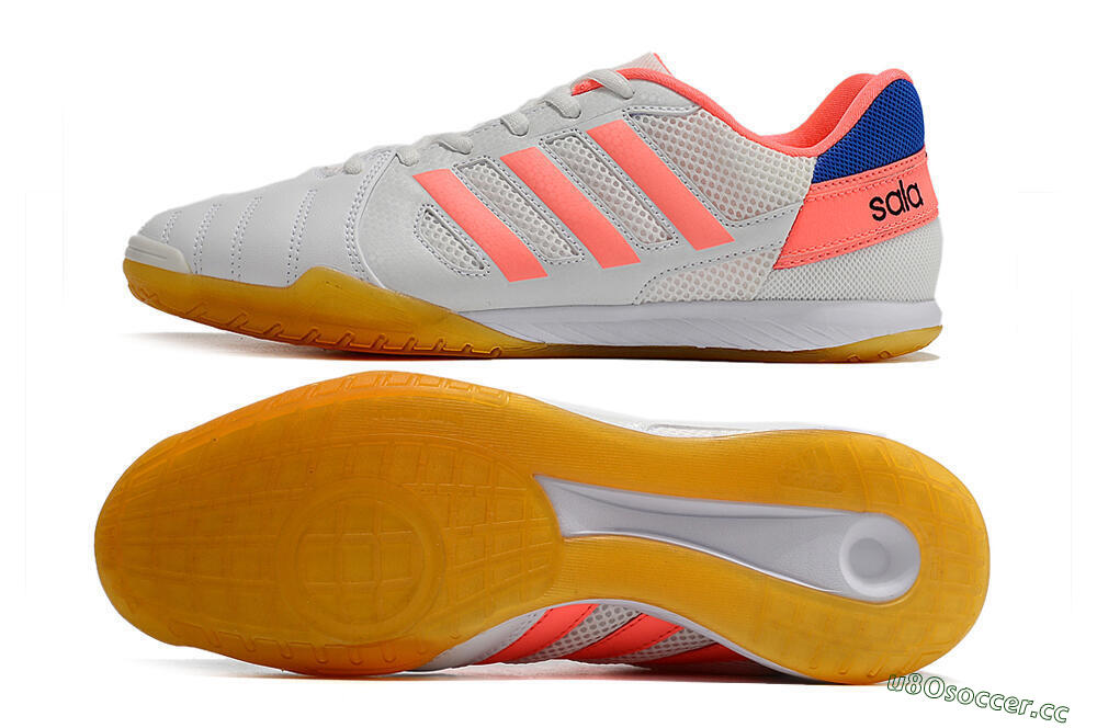 Men's Adidas Top Sala IC Indoor & Futsal Low-Tops Football Shoes - White/Pink/Blue 1