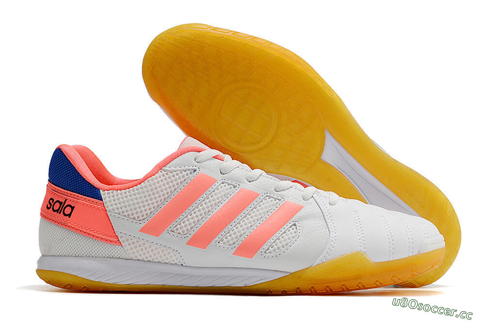 Men's Adidas Top Sala IC Indoor & Futsal Low-Tops Football Shoes - White/Pink/Blue 2