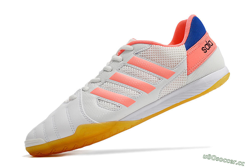 Men's Adidas Top Sala IC Indoor & Futsal Low-Tops Football Shoes - White/Pink/Blue 5