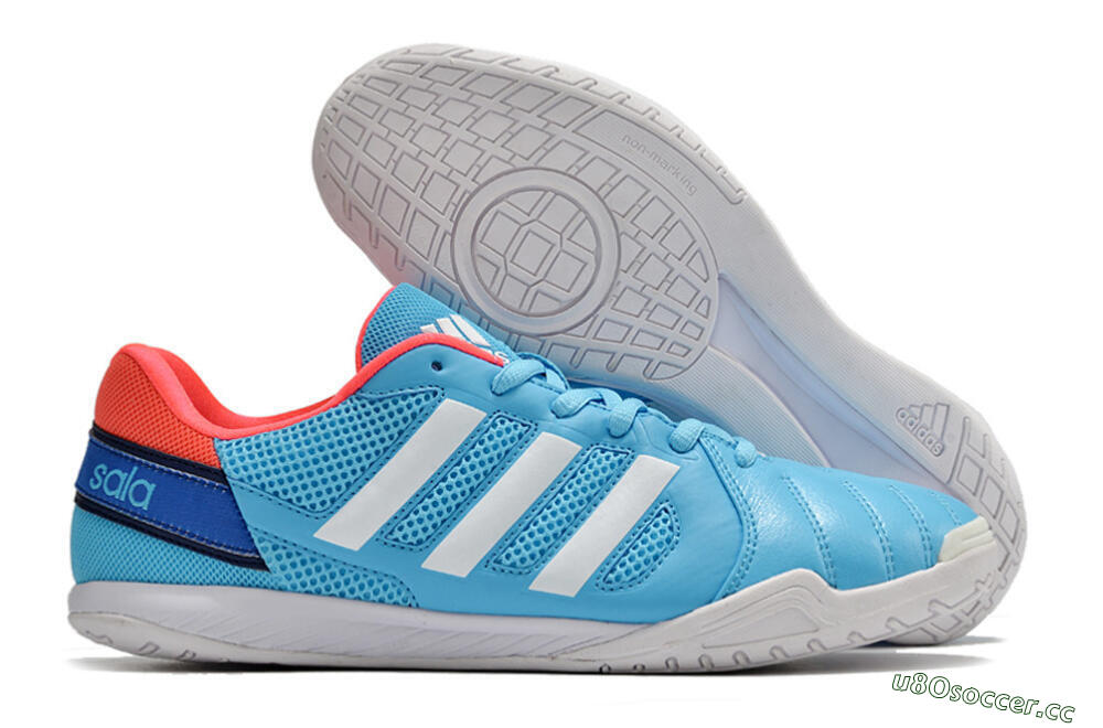 Men's Adidas Top Sala IC Indoor & Futsal Low-Tops Football Shoes - Jade/Red/Blue 2