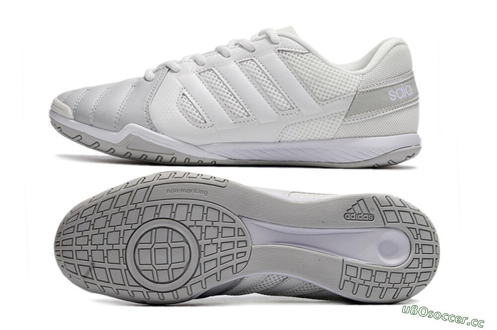 Men's Adidas Top Sala IC Indoor & Futsal Low-Tops Football Shoes - White/Grey 1