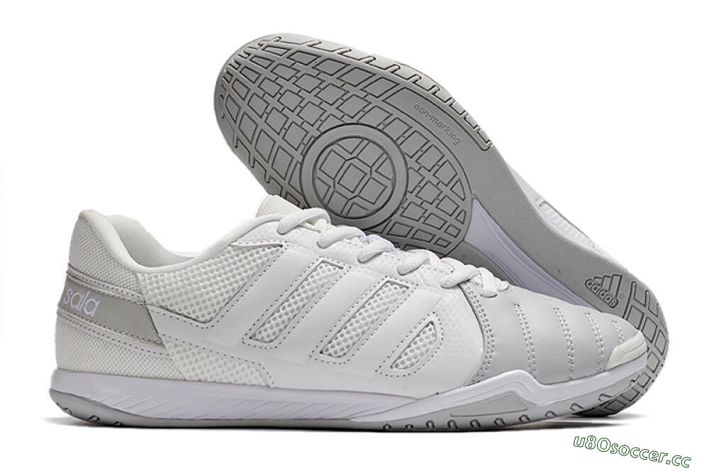 Men's Adidas Top Sala IC Indoor & Futsal Low-Tops Football Shoes - White/Grey 2