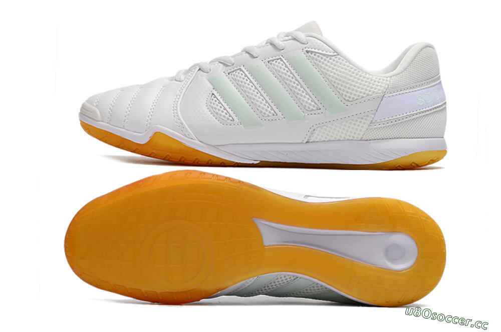 Men's Adidas Top Sala IC Indoor & Futsal Low-Tops Football Shoes - White/Jade/Purple 1