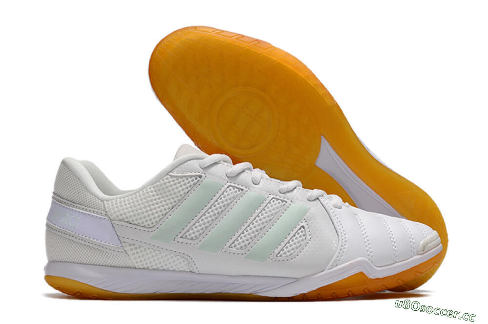 Men's Adidas Top Sala IC Indoor & Futsal Low-Tops Football Shoes - White/Jade/Purple 2