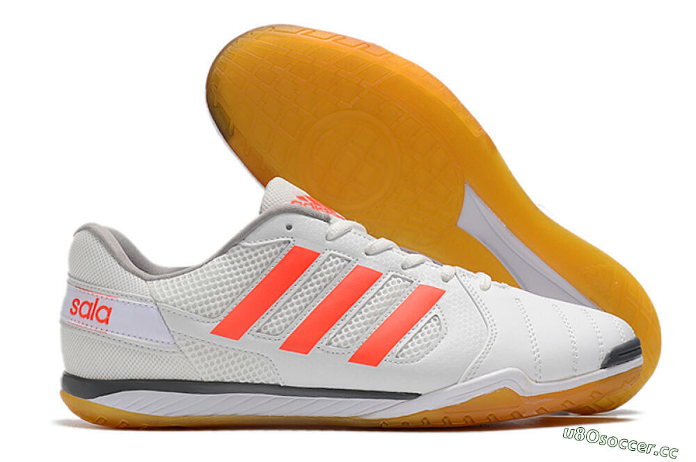 Men's Adidas Top Sala IC Indoor & Futsal Low-Tops Football Shoes - White/Red/Black 2