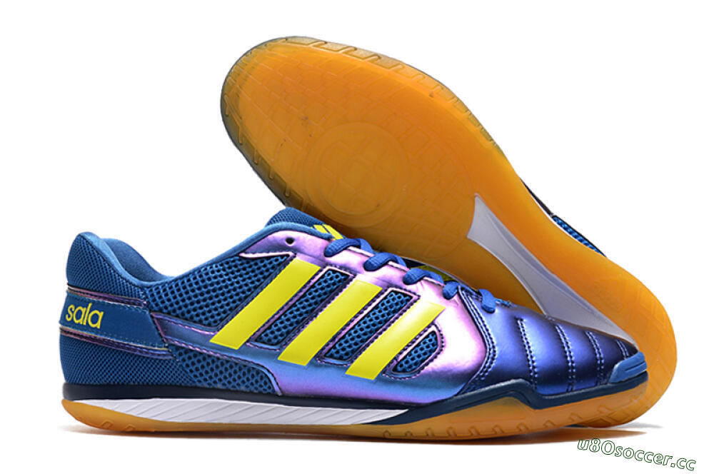 Men's Adidas Top Sala IC Indoor & Futsal Low-Tops Football Shoes - Blue/Yellow/White 2