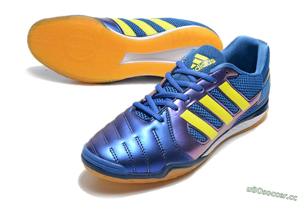 Men's Adidas Top Sala IC Indoor & Futsal Low-Tops Football Shoes - Blue/Yellow/White 3