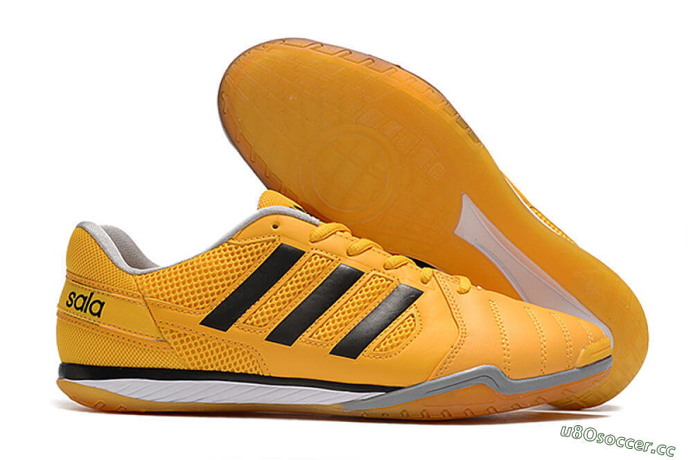 Men's Adidas Top Sala IC Indoor & Futsal Low-Tops Football Shoes - Yellow/Black/White 2