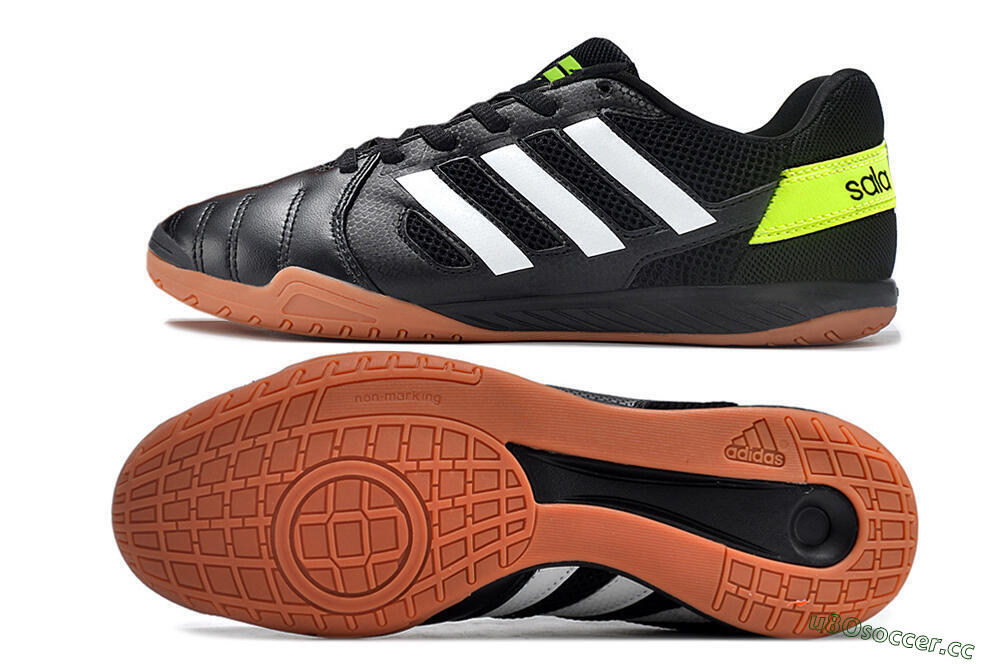 Men's Adidas Top Sala IC Indoor & Futsal Low-Tops Football Shoes - Black/White/Yellow 1