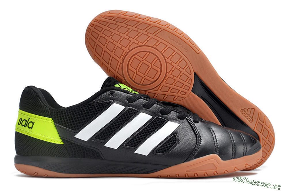 Men's Adidas Top Sala IC Indoor & Futsal Low-Tops Football Shoes - Black/White/Yellow 2