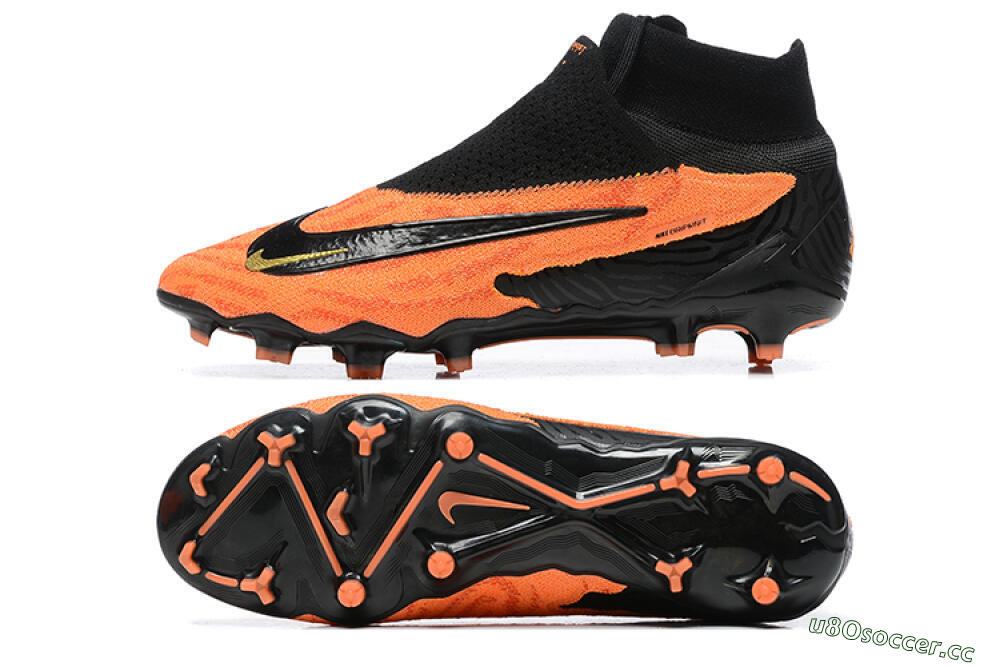 Men's Nike Phantom GX DF Elite FG Firm Ground High-Tops Football Boots - Orange/Black/Gold 1