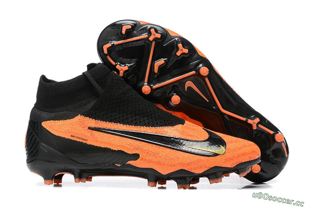 Men's Nike Phantom GX DF Elite FG Firm Ground High-Tops Football Boots - Orange/Black/Gold 2