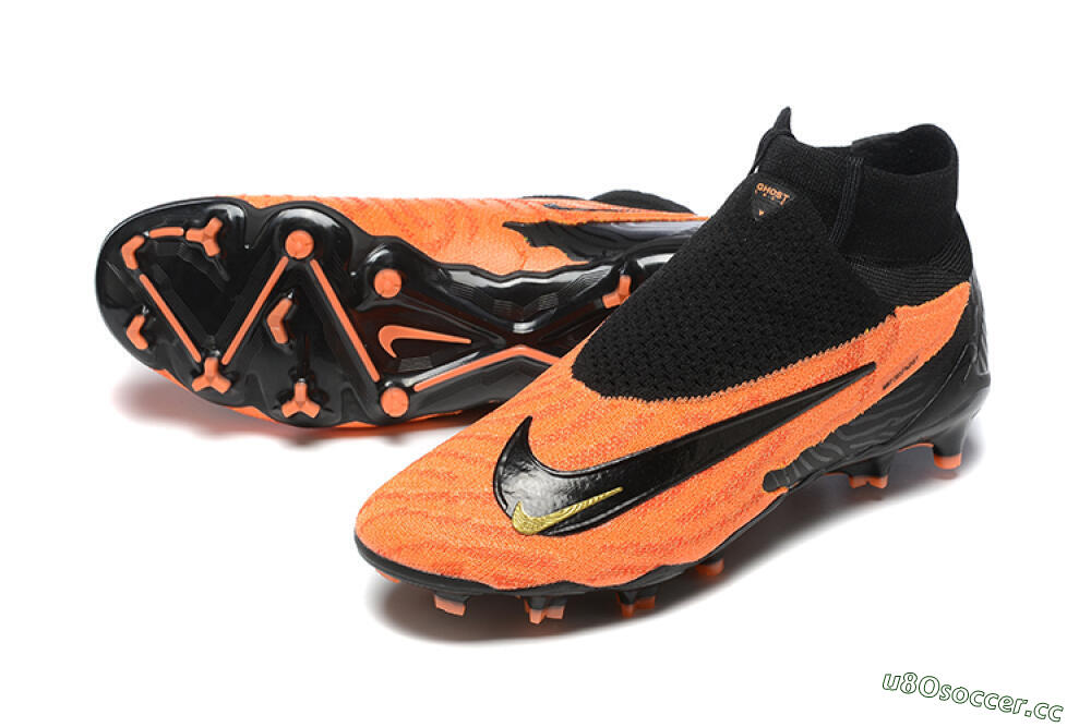 Men's Nike Phantom GX DF Elite FG Firm Ground High-Tops Football Boots - Orange/Black/Gold 3