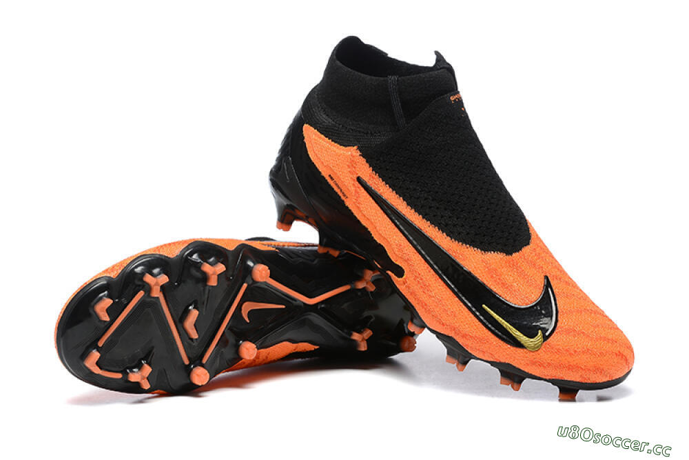 Men's Nike Phantom GX DF Elite FG Firm Ground High-Tops Football Boots - Orange/Black/Gold 4