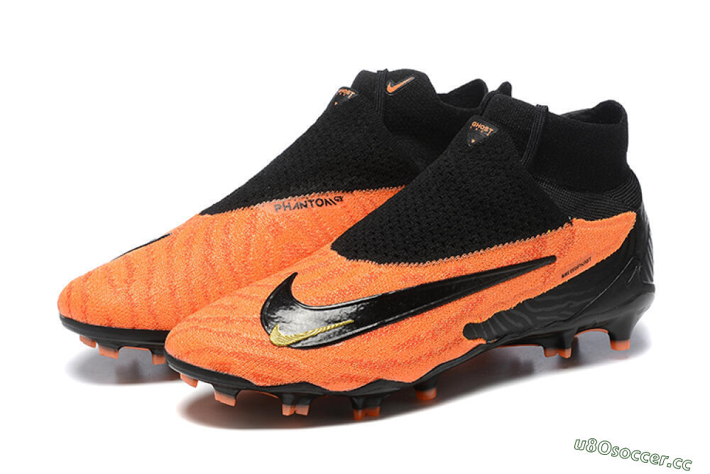 Men's Nike Phantom GX DF Elite FG Firm Ground High-Tops Football Boots - Orange/Black/Gold 5