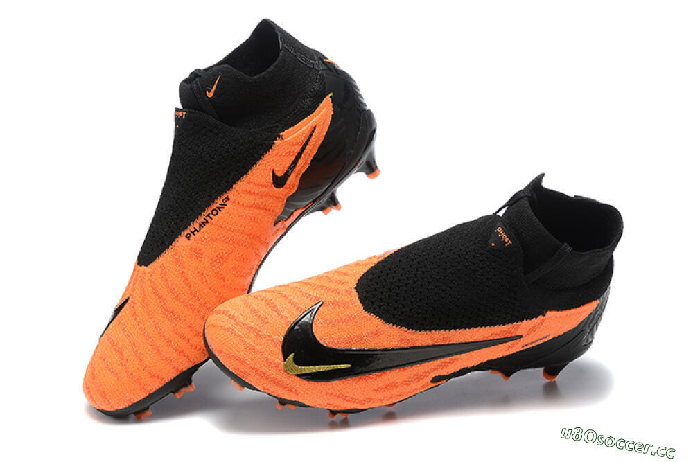 Men's Nike Phantom GX DF Elite FG Firm Ground High-Tops Football Boots - Orange/Black/Gold 6