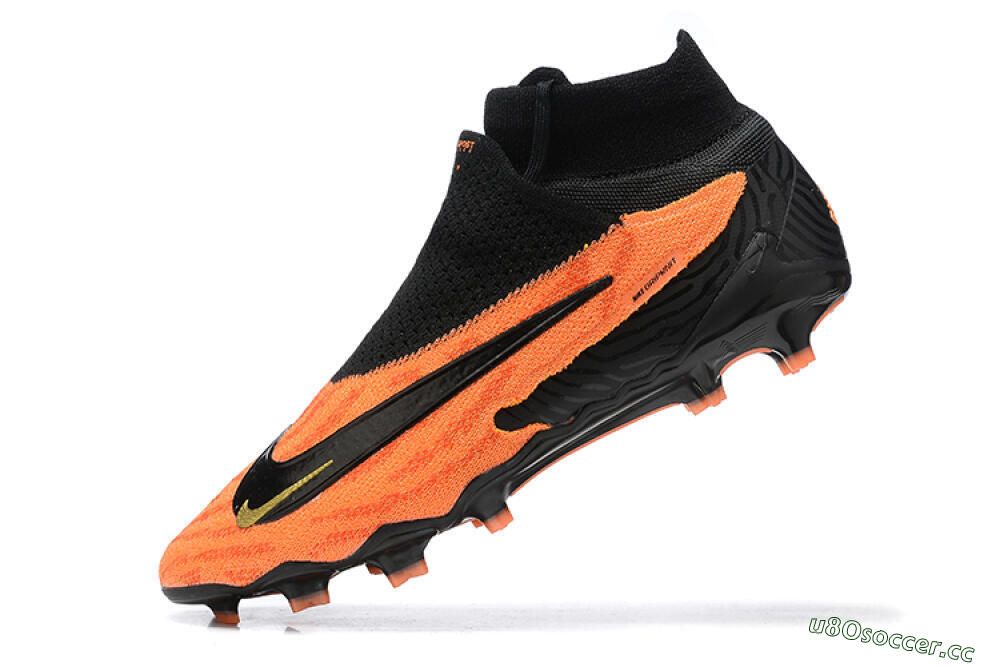 Men's Nike Phantom GX DF Elite FG Firm Ground High-Tops Football Boots - Orange/Black/Gold 8