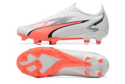 Men's Puma Ultra Ultimate FG Firm Ground Low-Tops Football Boots - White/Pink/Black