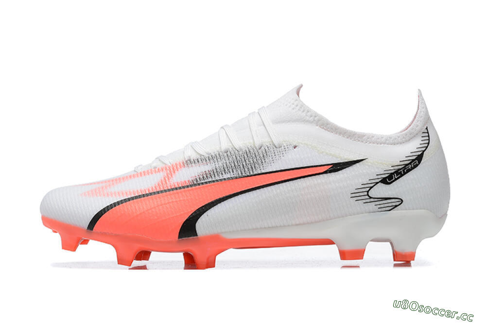 Men's Puma Ultra Ultimate FG Firm Ground Low-Tops Football Boots - White/Pink/Black 0